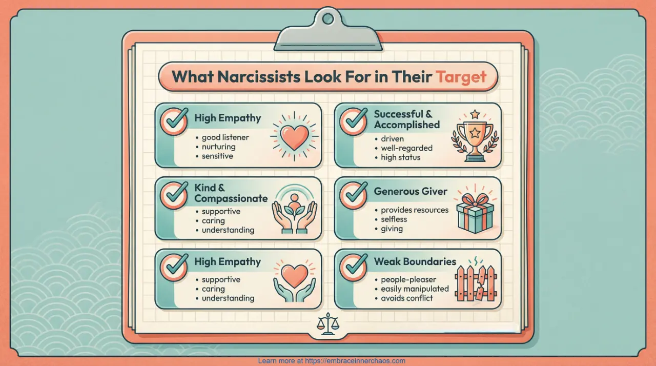 What Narcissists Look For in Their Target: Selection Checklist From Embrace Inner class=